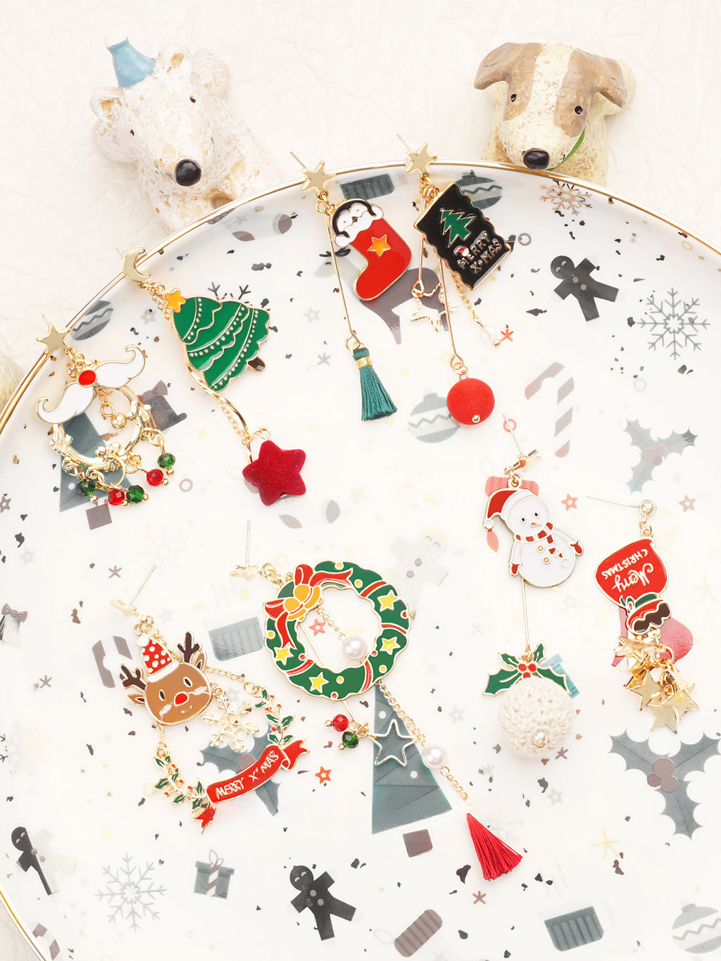 Christmas Earrings Asymmetric Earstuds Headwear Without Ear Holes Earclip LJC16
