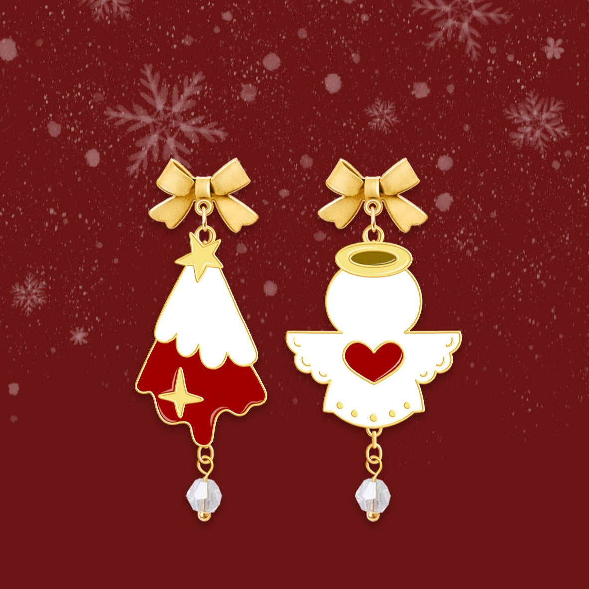 Christmas Love Angel Earrings Sterling Silver Earrings LJC11