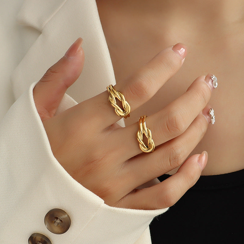 18K Gold Plated Romance Lucky Knot Opening Ring Christmas Gift