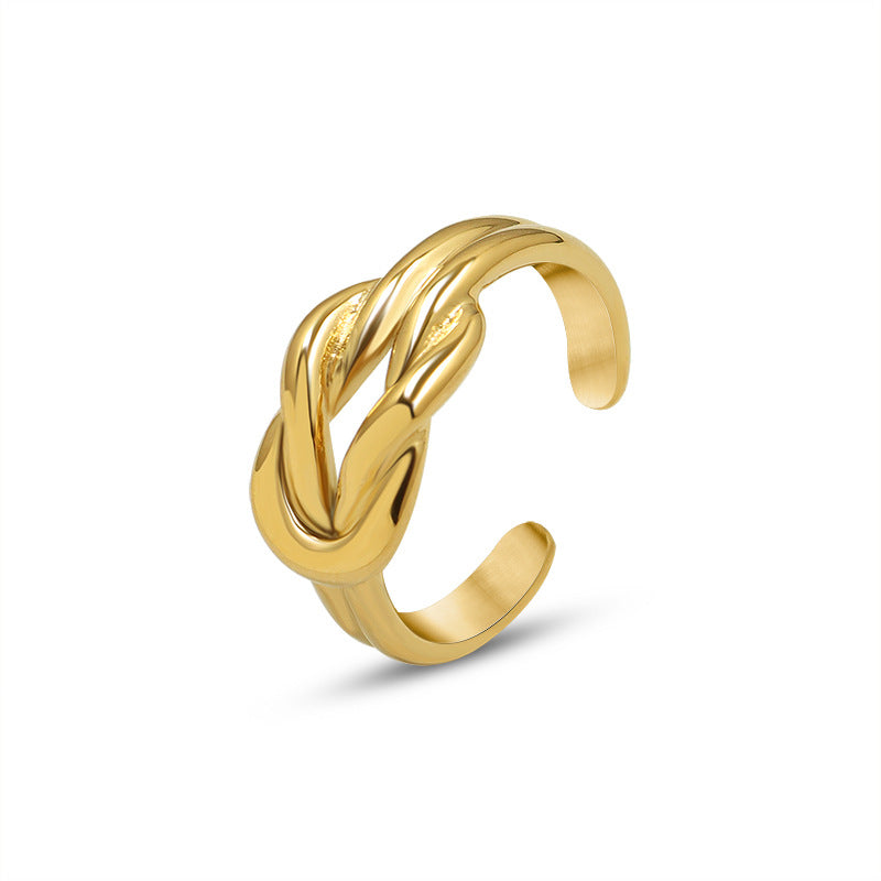 18K Gold Plated Romance Lucky Knot Opening Ring Christmas Gift