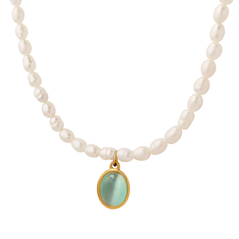 New Luxury Freshwater Pearl Opal Pendant Necklace for Chirstmas Gift