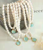 New Luxury Freshwater Pearl Opal Pendant Necklace for Chirstmas Gift