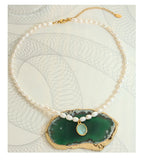 New Luxury Freshwater Pearl Opal Pendant Necklace for Chirstmas Gift
