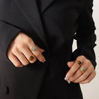 18K Gold Plated New Inlaid Natural Stone Ring