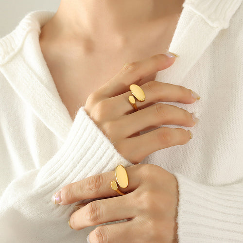 18K Gold Plated Minimalist Flat Opening Ring A156