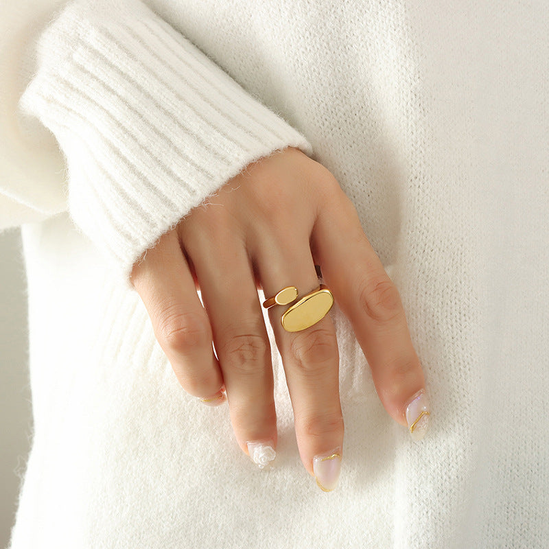 18K Gold Plated Minimalist Flat Opening Ring A156