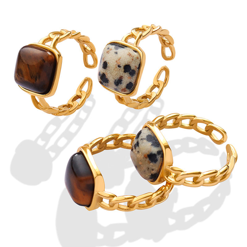 18K Gold Plated New Inlaid Natural Stone Ring