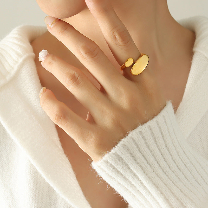 18K Gold Plated Minimalist Flat Opening Ring A156