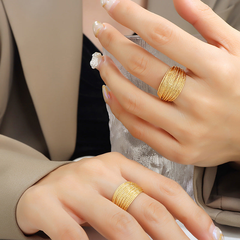 Open Mouth Multi-layer Line Semicircular Rings