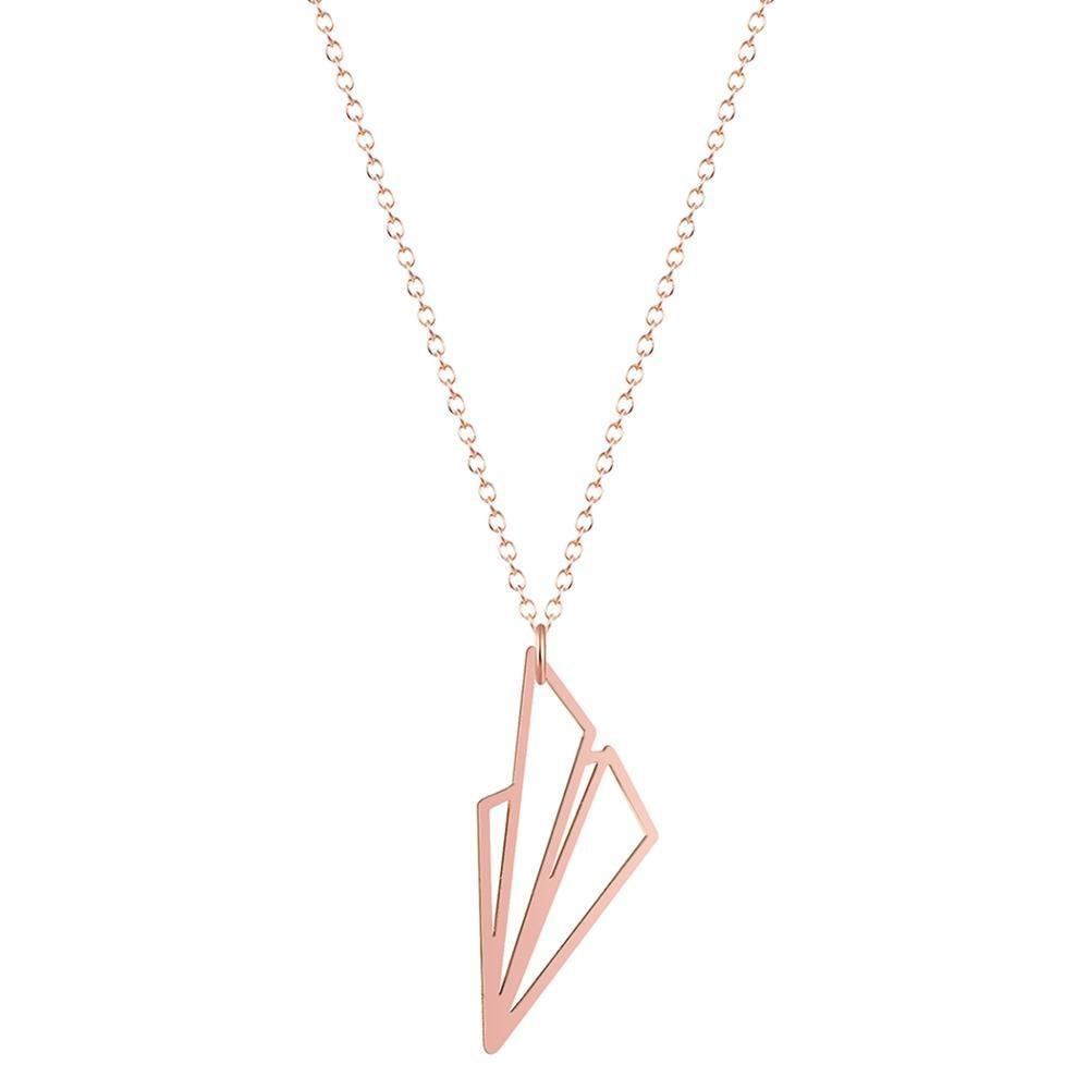 Air Plane Necklace Origami Geometric Minimalist Necklace