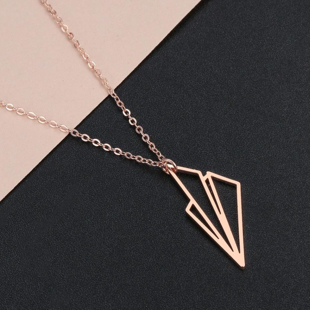 Air Plane Necklace Origami Geometric Minimalist Necklace