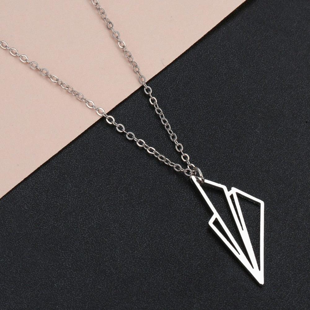 Air Plane Necklace Origami Geometric Minimalist Necklace