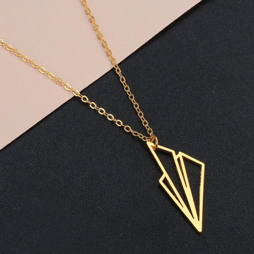Air Plane Necklace Origami Geometric Minimalist Necklace