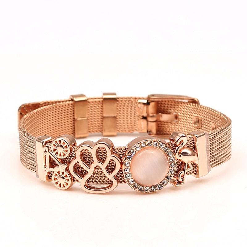 Golden Love Two-tone Stainless Steel Mesh Bracelets - lightofjuwelen