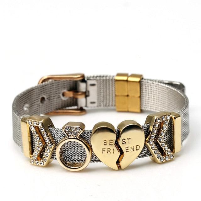 Golden Love Two-tone Stainless Steel Mesh Bracelets - lightofjuwelen