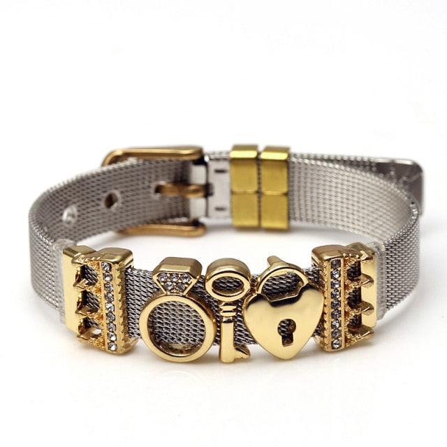 Golden Love Two-tone Stainless Steel Mesh Bracelets - lightofjuwelen