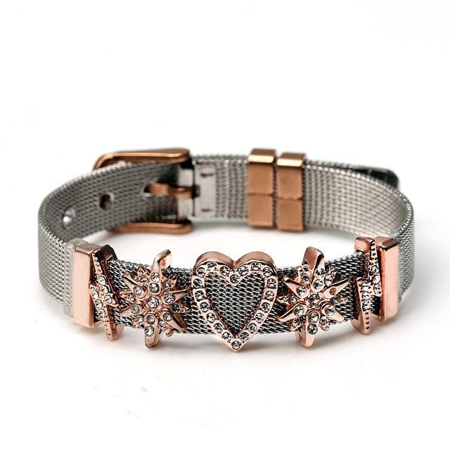 Golden Love Two-tone Stainless Steel Mesh Bracelets - lightofjuwelen