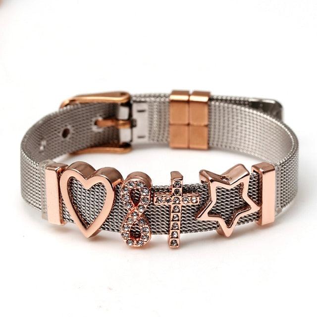 Golden Love Two-tone Stainless Steel Mesh Bracelets - lightofjuwelen