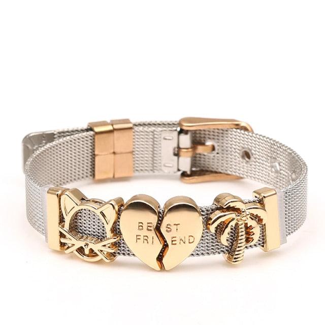 Golden Love Two-tone Stainless Steel Mesh Bracelets - lightofjuwelen