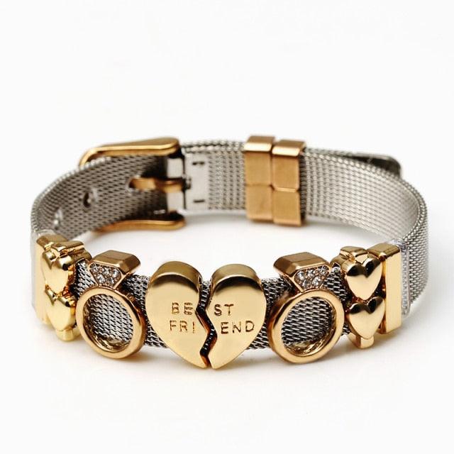 Golden Love Two-tone Stainless Steel Mesh Bracelets - lightofjuwelen