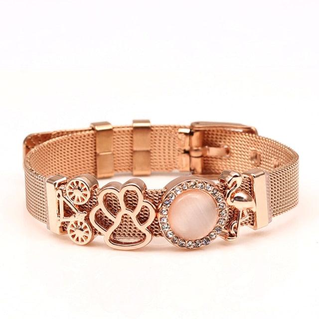 Golden Love Two-tone Stainless Steel Mesh Bracelets - lightofjuwelen