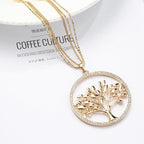 ❤️18K Gold Plated Silver Crystal Tree of Life Pendant Necklace for Women