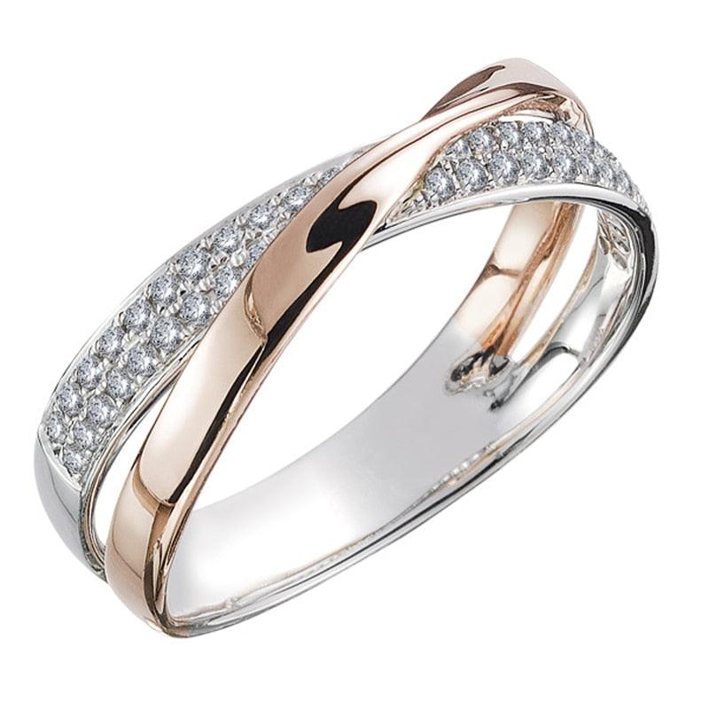 925 Sterling Silver Double Ring Set with 18 Karat Diamond