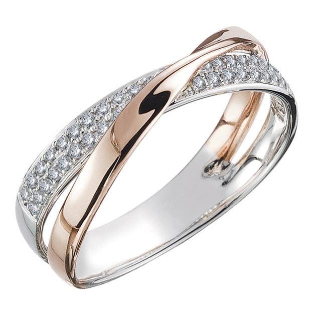 925 Sterling Silver Double Ring Set with 18 Karat Diamond