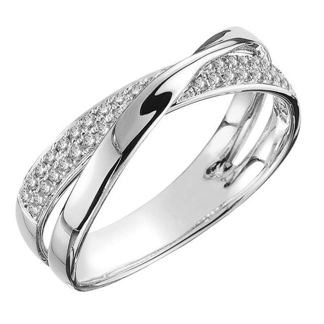 925 Sterling Silver Double Ring Set with 18 Karat Diamond