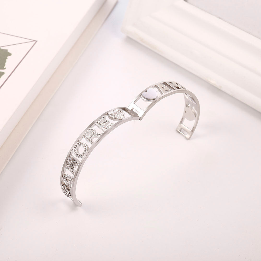Women's 14K Golden White Crystal Letters Bracelets Gift 2022