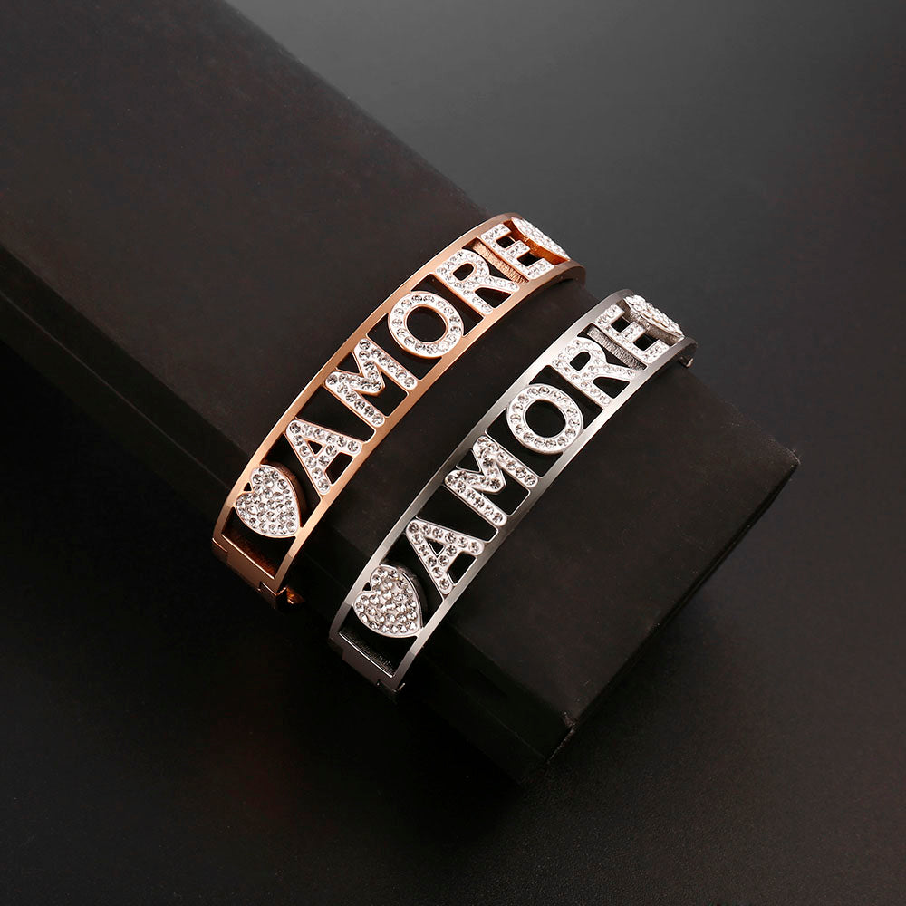Women's 14K Golden White Crystal Letters Bracelets Gift 2022