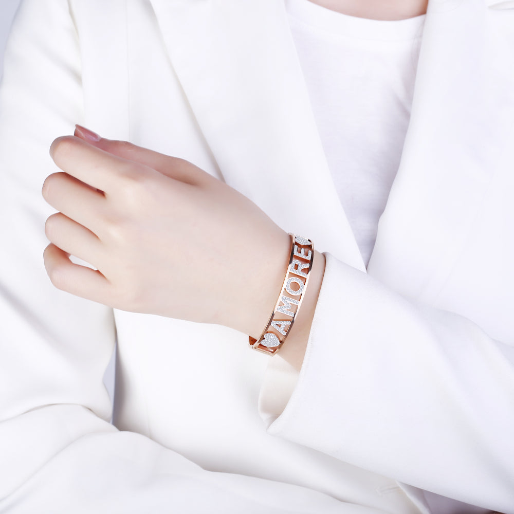 Women's 14K Golden White Crystal Letters Bracelets Gift 2022
