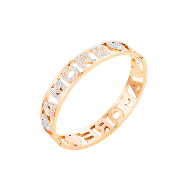 Women's 14K Golden White Crystal Letters Bracelets Gift 2022