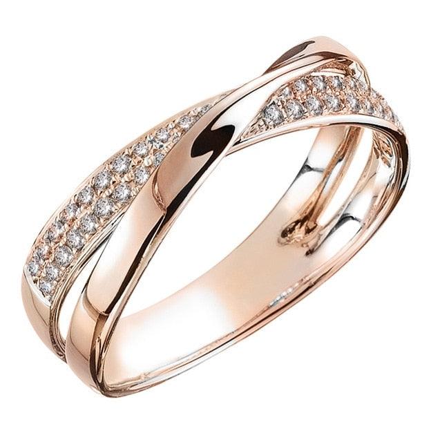 925 Sterling Silver Double Ring Set with 18 Karat Diamond