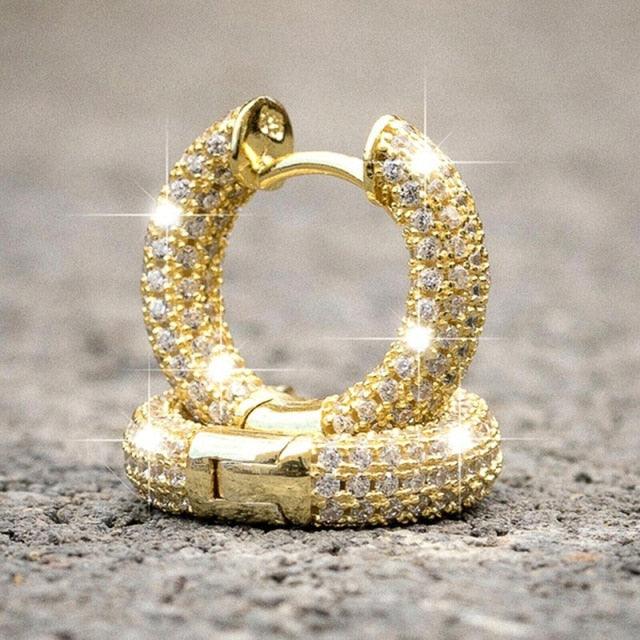 Luxury Women Small Hoop Earrings Dazzling Micro Paved CZ Stones Versatile Female Accessories High Quality Fashion Jewelry - lightofjuwelen