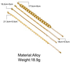 Punk Gold Multilayer Lock Crystal Chain Boho Bracelets Set