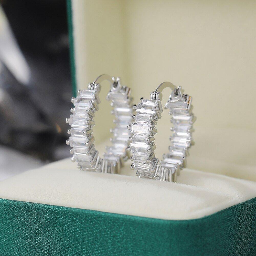 Luxury Round Hoop Earrings Women Geometric Cubic Zirconia Versatile Earring Brilliant Female Wedding Engagement Jewelry - lightofjuwelen