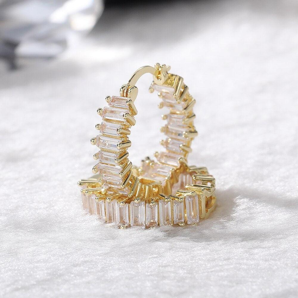 Luxury Round Hoop Earrings Women Geometric Cubic Zirconia Versatile Earring Brilliant Female Wedding Engagement Jewelry - lightofjuwelen