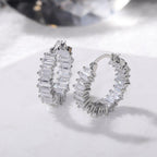Luxury Round Hoop Earrings Women Geometric Cubic Zirconia Versatile Earring Brilliant Female Wedding Engagement Jewelry - lightofjuwelen