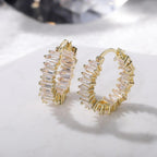 Luxury Round Hoop Earrings Women Geometric Cubic Zirconia Versatile Earring Brilliant Female Wedding Engagement Jewelry - lightofjuwelen