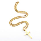Stainless Steel Silver Gold Black Plain Hip Hop Cross Pendant Necklace