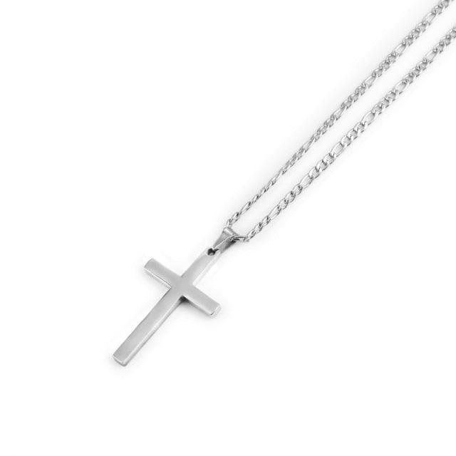 Stainless Steel Silver Gold Black Plain Hip Hop Cross Pendant Necklace