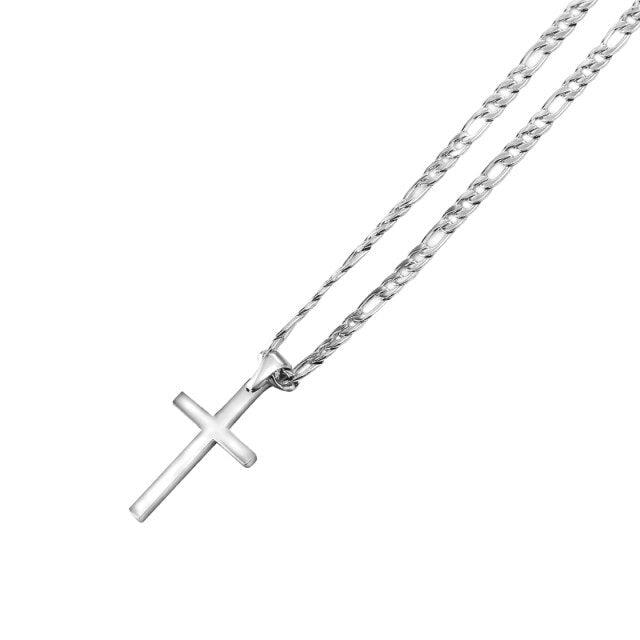 Stainless Steel Silver Gold Black Plain Hip Hop Cross Pendant Necklace