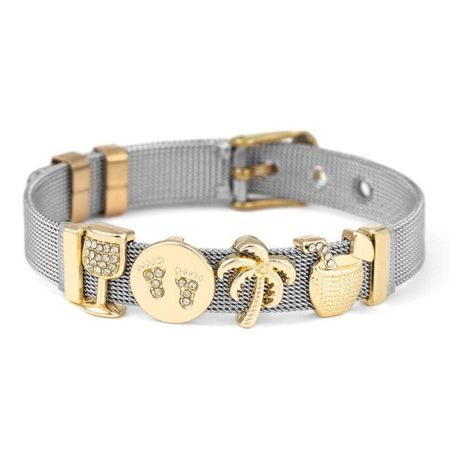 Golden Love Two-tone Stainless Steel Mesh Bracelets - lightofjuwelen