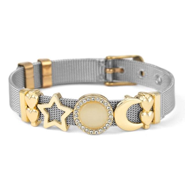 Golden Love Two-tone Stainless Steel Mesh Bracelets - lightofjuwelen