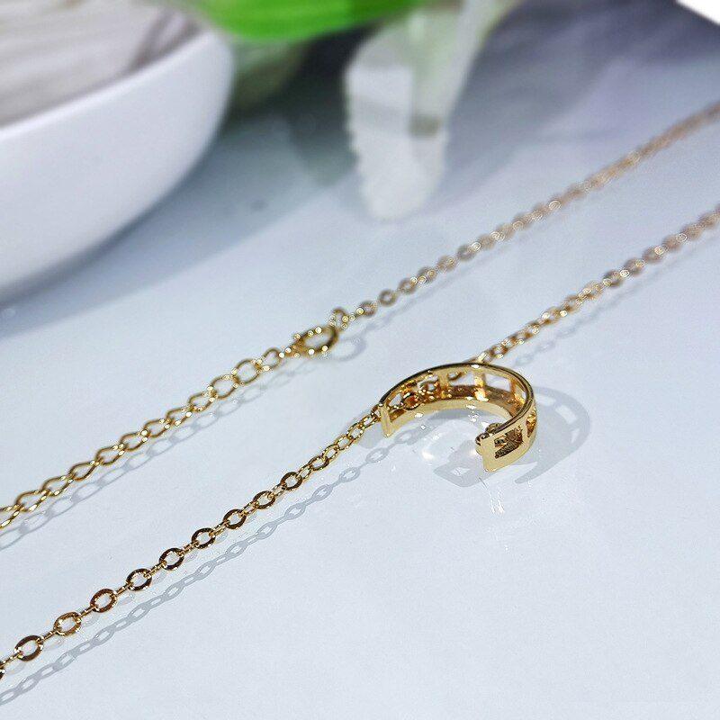 🌜18K Gold 925 Sterling Silver Moon with Heart Phase Pendant Necklace
