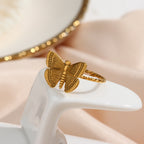 18K Gold Plated Vintage Butterfly Rings For Women Adjustable Open Ring