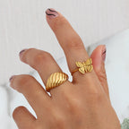 18K Gold Plated Vintage Butterfly Rings For Women Adjustable Open Ring