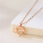 18K Rose Gold Sweet Beating Heart Series Wings Pendant Necklace