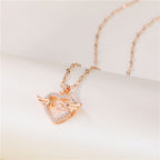 18K Rose Gold Sweet Beating Heart Series Wings Pendant Necklace